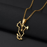 Anniyo Mayotte With Heart Flag Hippocampus Map Pendant Necklaces for Women Girls France Jewelry #012962