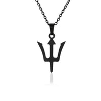 Greek Poseidon Neptune Trident Spear Necklaces Men Fashion Cross Sword Pendant Choker Black Stainless Steel Charm Unisex Jewelry
