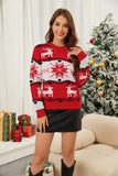 Fairyshely 2025 Winter Print Christmas Knitted Sweater Women Casual O Neck Red Pullover Autumn Ladies Long Sleeve Loose Jumper