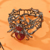 Halloween Jewelry Fun Quirky Alloy Rhinestone Spider Elastic Adjustable Bracelet Bangle For Women Party Accessories