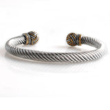 Europe and the United States retro two-color opening electric cable adjustable men's and women's stainless steel cuff bracelet