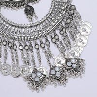 Boho Gypsy Vintage Metal Coin Tassel Large Bib Necklace Collar Women Indian Ethnic Statement Necklace Jewelry