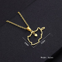Stainless Steel Afghanistan Map Flag Pendant Necklaces for Afghan Men Women Gold/Steel Color Ethnic Maps Jewelry Gifts