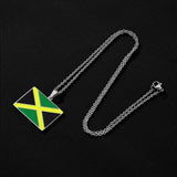 2024 New fashion stainless steel Jamaican flag necklace for women and men couples ethnic style accessory collarbone chain annive