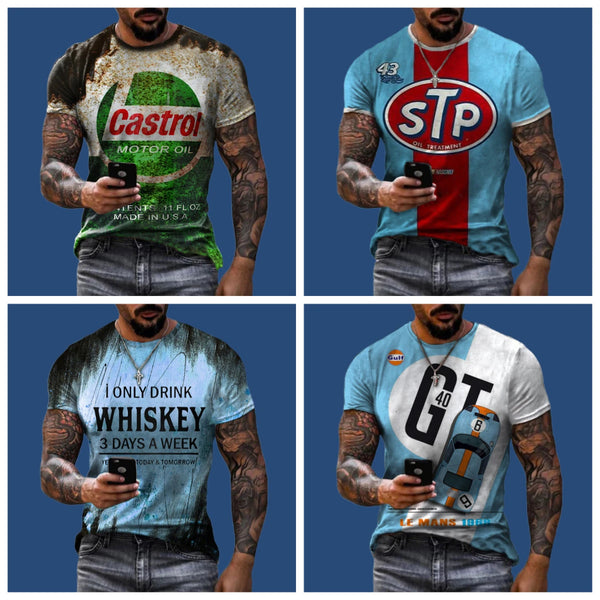 Castrol Men's T-Shirt 3D Graphics Texaco Car Oil Pullover Fashion Summer Casual Top Sweatshirt Men's Clothing Harajuku T-Shirt