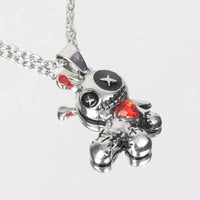 Gothic Creative Funny Voodoo Doll Red Heart Pendant Earrings Necklcae Punk Cartoon Holiday Decoration Accessories Halloween Gift