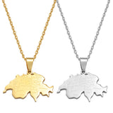 Anniyo Switzerland Map and Cities Pendant Necklaces for Women,Suisse Svizzera Svizra Schweizerische Swiss Maps Jewelry #513762