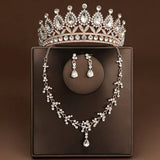 4 Pcs/Set Baroque Rhinestone Bridal Jewelry Set for Brides Wedding Headpieces Ladies Event Evening Ball Accessories