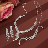 4-piece Wedding Season WOMEN'S High-end Claw Chain Necklace with Earrings and Bracelet Set, Banquet and Party Accessories