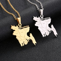 2024 New fashion stainless steel O Bengal map necklace for men and women geometric titanium steel pendant national style clavicl