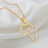 Anniyo African Map With Cross Pendant Necklaces Stainless Steel Jewelry for Women Girls Ghana Nigeria Congo Zimbabwe @368821