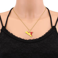 2024 New fashion stainless steel Sicily map and flag necklace for men and women couples ethnic style collarbone chain accessorie