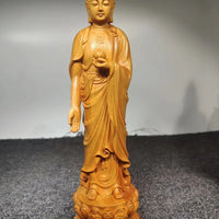Natural Solid wood Sculpture Guanyin, Buddha Tathagata Statue ,Chinese Buddhist Figures Home Room Office Feng Shui Statues
