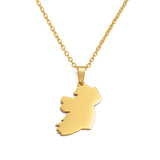 Anniyo Ireland Map Pendant Necklaces Stainless Steel Éirinn Jewelry #350901