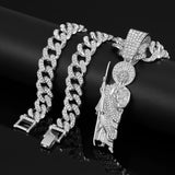 Men Women Hip Hop Saint Jude Pendant Necklace,13mm Cuban Chain Religious Saint Jude Idol Pendants Charm Jewelry 2025 New Arrived