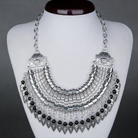 Fashion Ethnic Gypsy Bohemian Choker Necklace For Women Beads Drop Tassel Vintage Big Statement Collier Femme Party Jewelry Gift