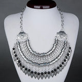Fashion Ethnic Gypsy Bohemian Choker Necklace For Women Beads Drop Tassel Vintage Big Statement Collier Femme Party Jewelry Gift