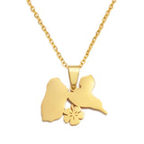 Anniyo Guadeloupe Map With Flower Pendants Necklaces for Women Jewelry France Guadeloupe Maps @335221