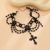 Ingemark Halloween Gothic Big Cross Jesus Pendant Choker Necklace for Women Multilayer Metal Chain Part Jewelry Accessories New