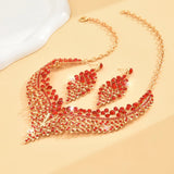 European and American Fashion Shines with Inlaid Zircon Necklace Earrings, Luxurious Wedding Banquet Jewelry Gifts for Women