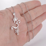 EUEAVAN Lotus Flower Yoga Pendant Necklace Stainless Steel Om Unalome Symbol Necklaces for Women Men Buddhist Amulet Jewelry