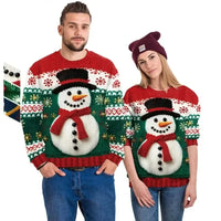 2024 Christmas Couples Sweatshirts Snowman Christmas Tree Pattern Costume Pullovers Winter Jumpers Warm Thicken Streetwear
