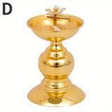 Ghee Lamp Holder Oil Lamp Dish Dimmable Buddhist Alloy Butter Lamp Holder for Living Room Home Desktop Decoration Ornament