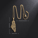 Stylish Peace Map Stainless Steel Pendant Necklace for Men Women Arabic African Jamaican Amulet Jewelry