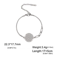 LIKGREAT Flower of Life Round Stainless Steel Bracelet Gold Color Charm Bracelets for Women Men Chain Fashion Jewelry Gifts