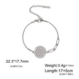LIKGREAT Flower of Life Round Stainless Steel Bracelet Gold Color Charm Bracelets for Women Men Chain Fashion Jewelry Gifts