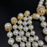 Luxury Vintage Baroque long pearl fringe necklace French delicate elegant colorful rhinestones wedding party jewelry accessories