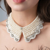 Pearl Beaded Lace Trim Collar Ribbons Women Necklace Wedding Jewelry for Clothes Dress  Beads Crystal Collar Wedding Jewelry
