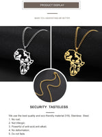My Shape Africa Map Lion Elephant Monkey Giraffe Pendant Necklaces Men Women Stainless Steel Animal Chain Choker African Jewelry