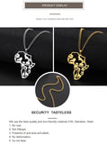 My Shape Africa Map Lion Elephant Monkey Giraffe Pendant Necklaces Men Women Stainless Steel Animal Chain Choker African Jewelry