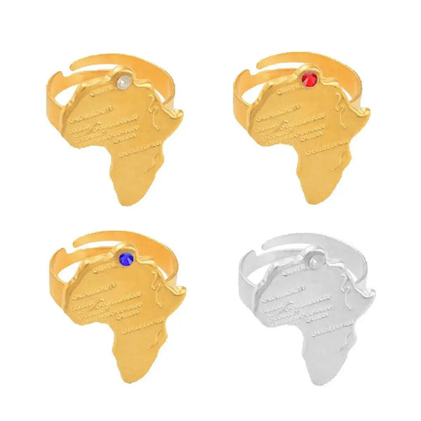 Ancient African Map Ring for Women Girls Silver Color/Gold Color Africa adjustable Maps Ring With Rhinestone #141206