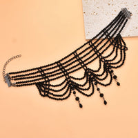 Black White Crystal Beads Necklace for Women Handmade Bohemian Drop Fashion Statement Choker Necklaces Female Lady Charm Jewelry