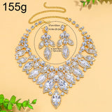 Exaggerated Leaf Necklace Earrings Sets Bridal for Women Gift Colorful Rhinestone African Jewelry Set Nigerian Wedding Costume
