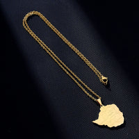 2024 new fashion stainless steel Zimbabwe city with map pendant necklace temperament everything collarbone chain birthday annive