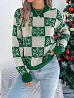VigoCasey 2025 Winter Casual Christmas Knitted Sweater Women O Neck Print Loose Pullover Autumn Lady Lantern Long Sleeve Jumper