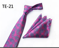 Royal Striped Paisley Ties For Men Luxury 8cm Necktie Pocket Square Cufflinks Gift Set Jacquard Weave Tie Suit Accessories