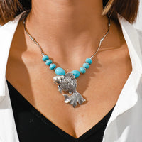 Ethnic Antique Silver Color Moon Choker Necklaces for Women Boho Turquoise Necklace Girls Party Jewelry Gifts