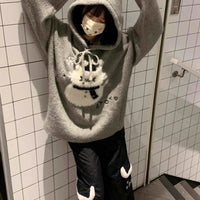 American cute cartoon bear hooded sweater female autumn and winter Christmas atmosphere relaxed lazy soft waxy sweater top.