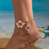 European and American punk style metal alloy fashionable color enamel glaze flower anklets, beach travel vacation jewelry