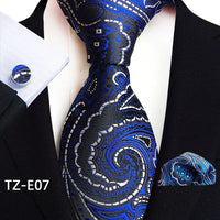 Royal Striped Paisley Ties For Men Luxury 8cm Necktie Pocket Square Cufflinks Gift Set Jacquard Weave Tie Suit Accessories