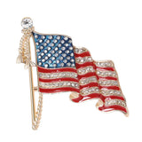 Patriotic American Flag Brooch Zinc Alloy Rhinestone Enamel Waving US National Flag Pin Decorative Sweater USA Flag Badge