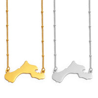 Anniyo Bonaire Map Pendant Bead Necklaces Antilles Women Girls Gold Color/Silver Color Stainless Steel Antilles Jewelry #151921