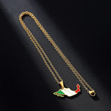 New fashion stainless steel Mexico map and flag necklace men's and women's couples temperament all matching sweater chain access