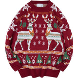 Red Green Blue Elk Print Christmas Sweaters for men\women 2024 New Winter Fashion Knitting Jumper Autumn Long Sleeve Pullovers