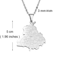 Anniyo 5CM Charm, India Punjab State Map Pendant Necklace Jewelry Stainless Steel @302021