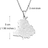Anniyo 5CM Charm, India Punjab State Map Pendant Necklace Jewelry Stainless Steel @302021